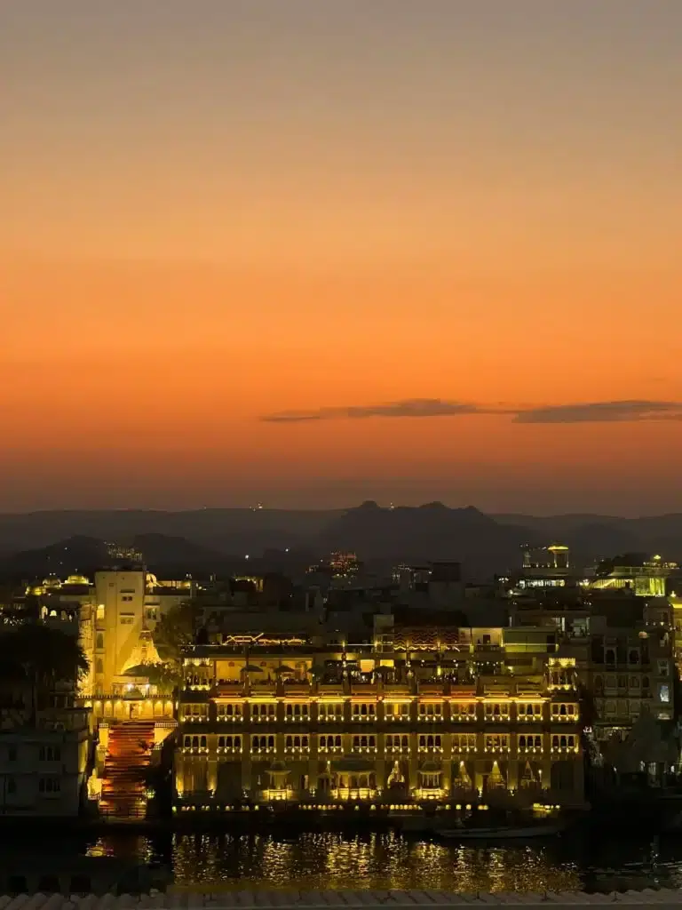Lake Palace at sunset in Udaipur